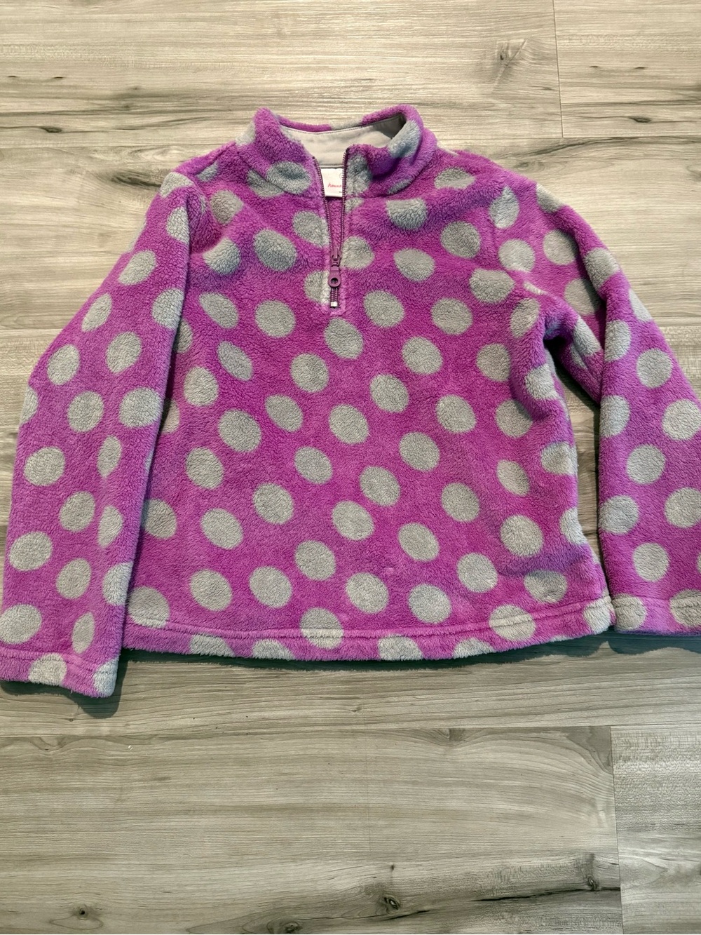 Hanna Andersson Purple Polka Dot Fleece Quarter-Zip Hoodie